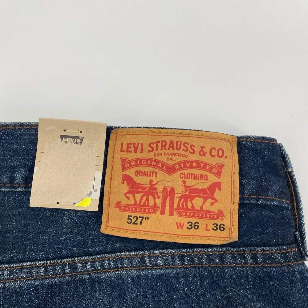 NEW Levi's 527 Slim Bootcut Jeans Mens 36x36 Fits 37x35 Blue Western Cowboy